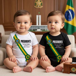 Body Bebê Presidente Brasil Mesversário Temático Infantil