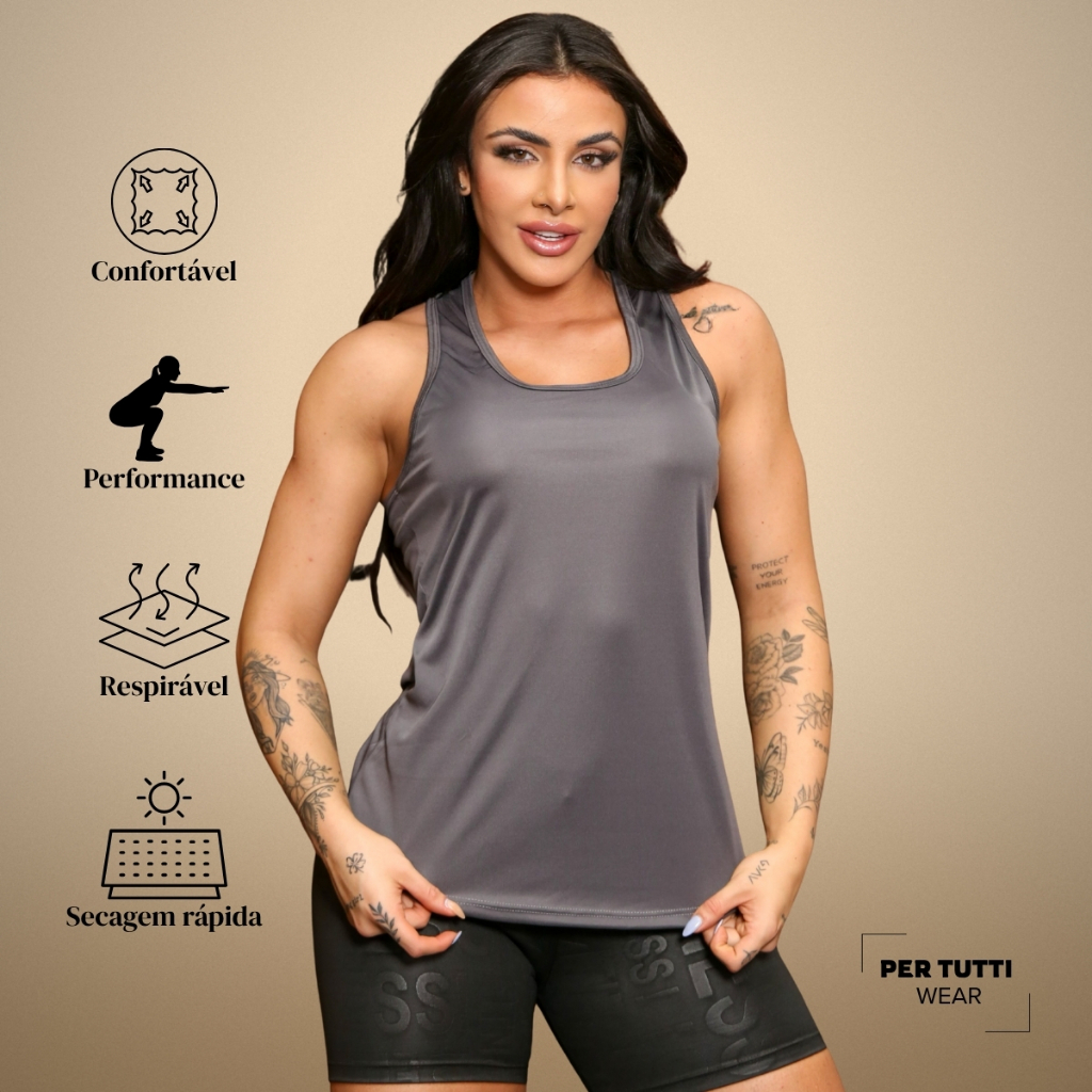 Conjunto Fitness Feminino Regata Estampada e Shorts Curto Estampado Cirre Academia Esportivo