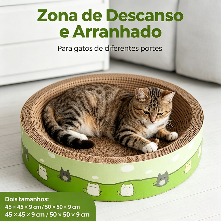 Arranhador‑Cama Integrado Extra‑Grande para Gato, Papelão Ondulado Resistente, Poucos Resíduos, Acessório Pet