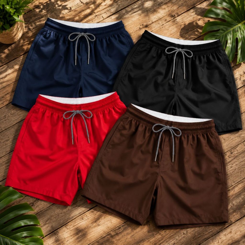 Bermuda Masculina Mauricinho Tactel com Elastano Lisa Premium para Praia Academia e Dia a Dia Secagem Rápida