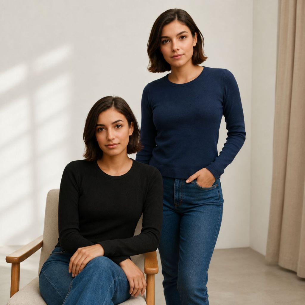 Blusa Feminina Canelada Manga Longa Segunda Pele Confortável Inverno