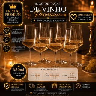 Jogo Taças de Vinho Transparente Cristal bohemia Conjunto 2 4 ou 6 Peças Iduna Optic 650ml Mesa Posta