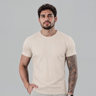Camiseta Texturizada Casual Camisa Textura Waffer Slim Masculina