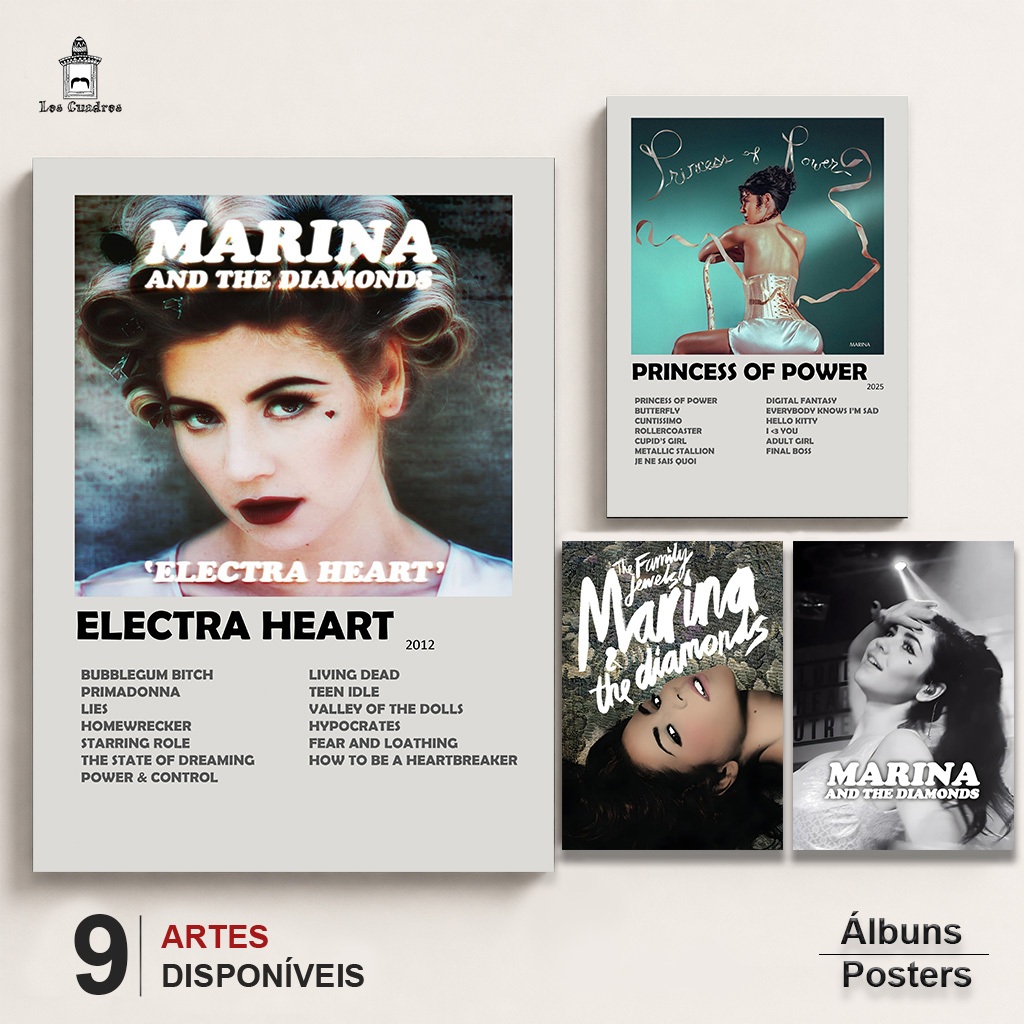 Quadro Placa Decorativa Marina And The Diamonds Electra Heart em MDF 28x20cm