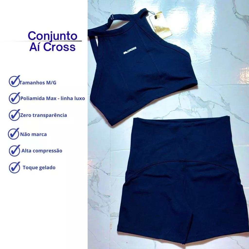 Conjunto fitness short e top Academia Feminino Fitness Gola Alta