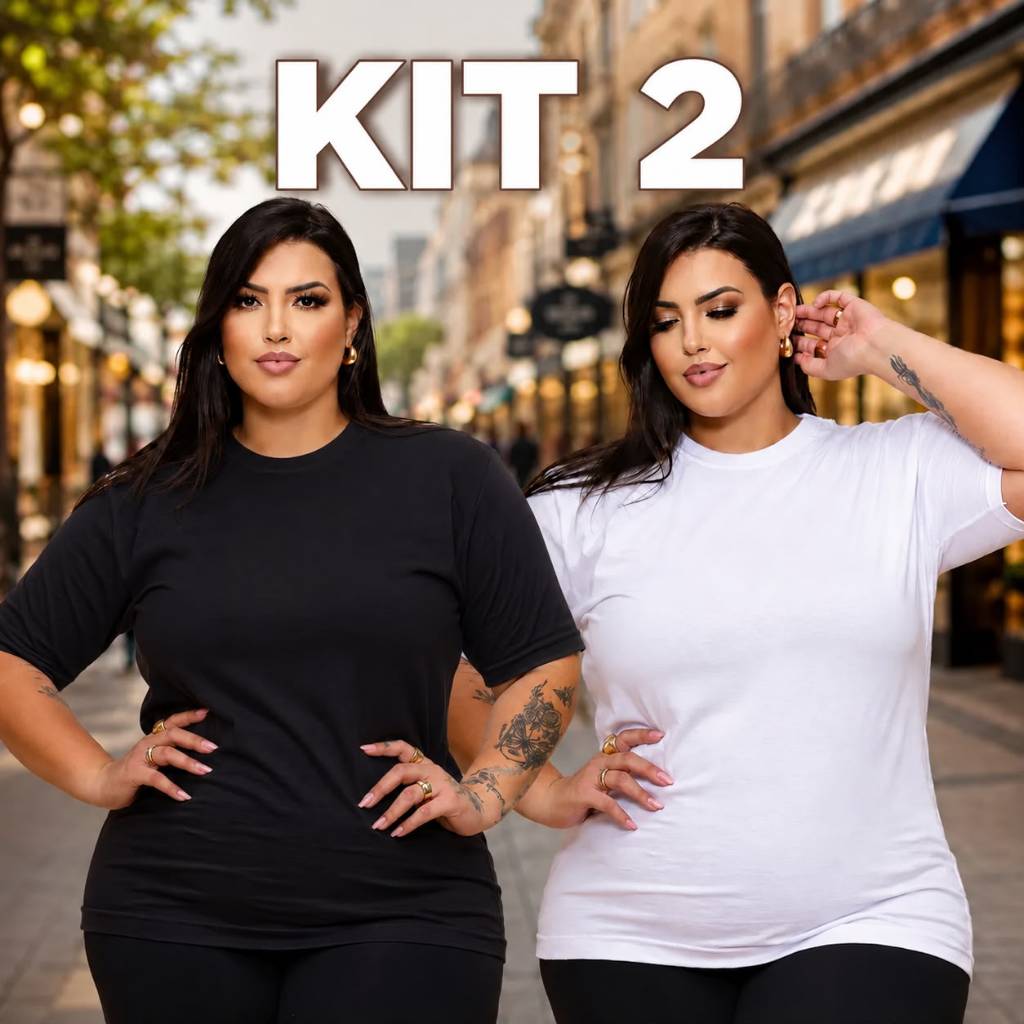 kit 2 camisetas do P ao Plus Size 100% algodão feminina Tshirt treino academia
