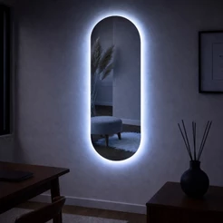 Espelho Oval Com led 100x35 90x40 70x30 50x25 Oval closet sala salão Quarto