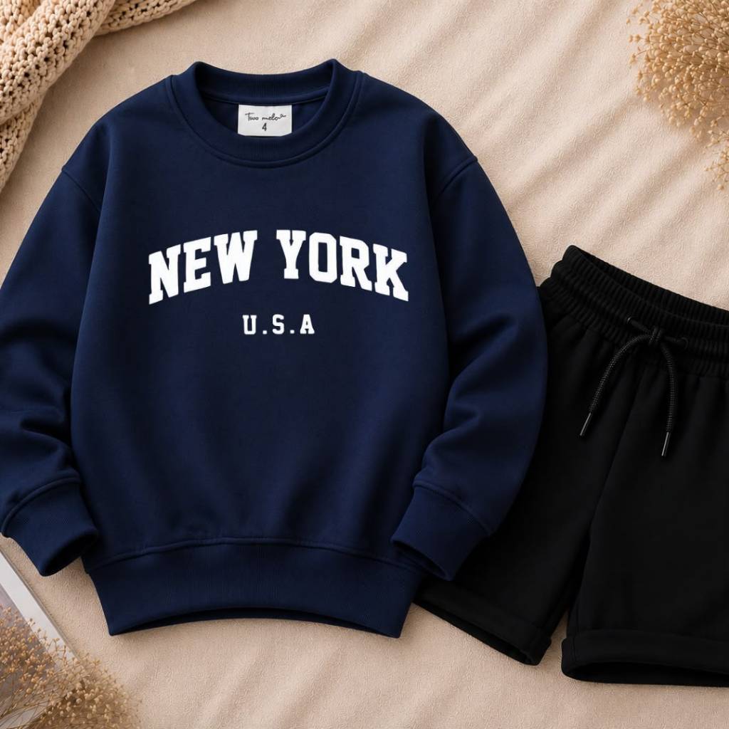 Kit Menino Conjunto Menina Moletom Blusa e short Algodão Macio Estampado