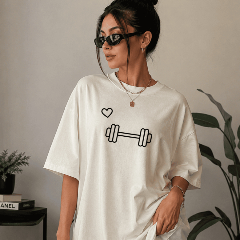 Camiseta Feminina Academia Halter Coração Fitness T-Shirt Algodão Estampada Casual Treinos Esportiva