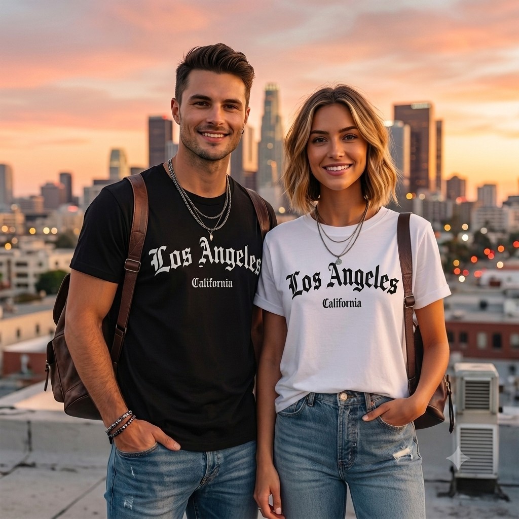 Camiseta Los Angeles California Oversized Streetwear T-Shirt Unissex Estampada