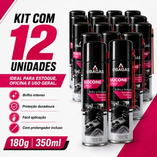 KIT 12 Silicone em Spray ObaGas 180g 350ml – Brilho e Proteção para Plásticos e Painéis