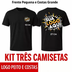 Kit 3 Camisetas Personalizadas Uniforme Empresa Evento Com Sua Logo 100% Algodão