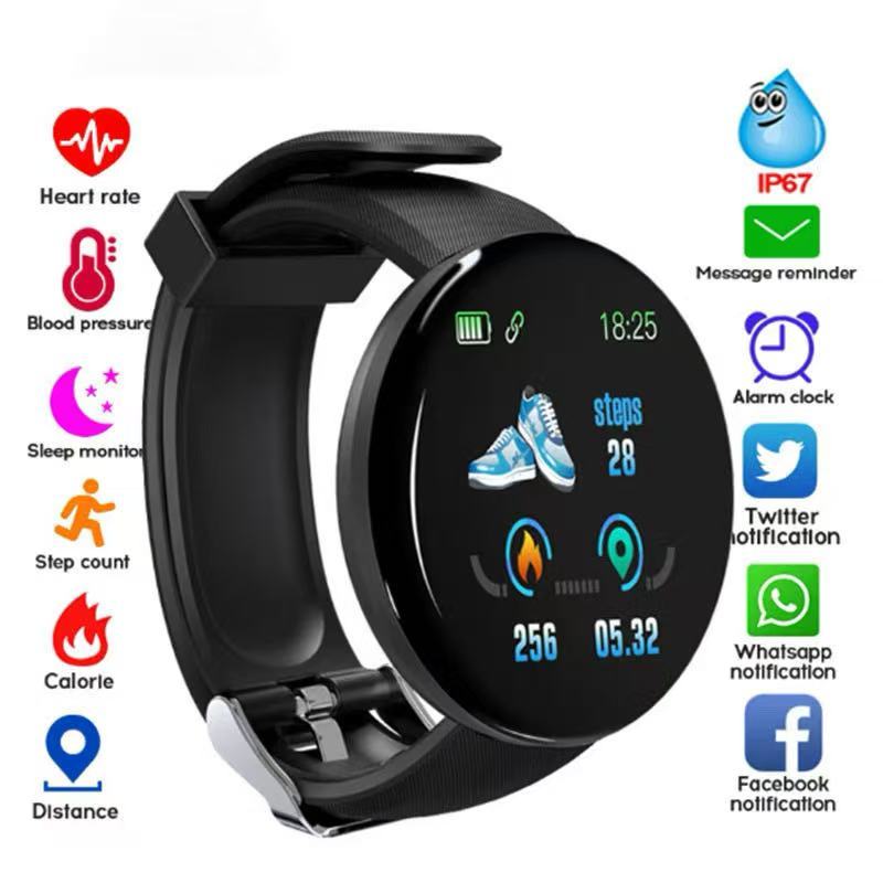 D18 Digital Bluetooth Smart Watch Fitness Pulseira Para Todos Os Telefones