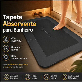 Tapete Mágico de Banheiro Super Absorvente Antiderrapante Secagem Rápida 40x60cm