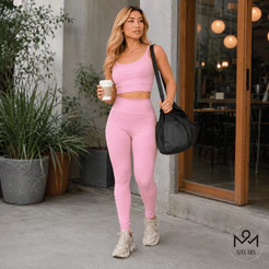 Conjunto Fitness Feminino Top e Calçca Zero Transparência Levanta Bumbum Com Toque Poliamida