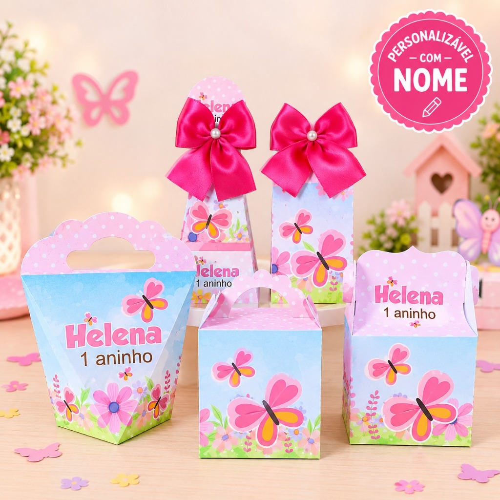 ENVIO RÁPIDO Kit Festa Jardim das Borboletas Rosa Caixinha Personalizados Lembrancinhas Aniversário Personalizadas
