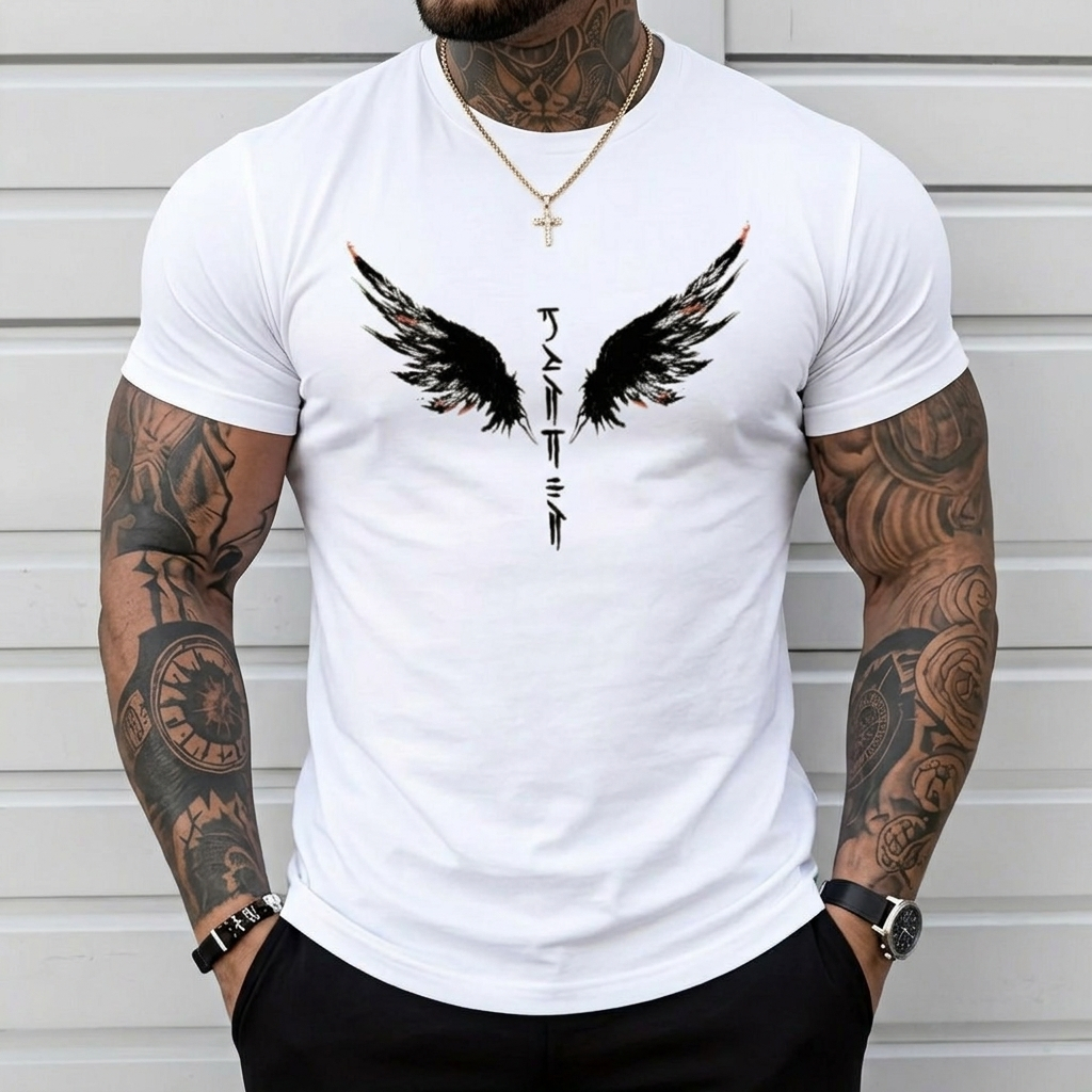 Camiseta ASAS Masculina Simples De Manga Curta Gola Redonda Estampada Lançamento