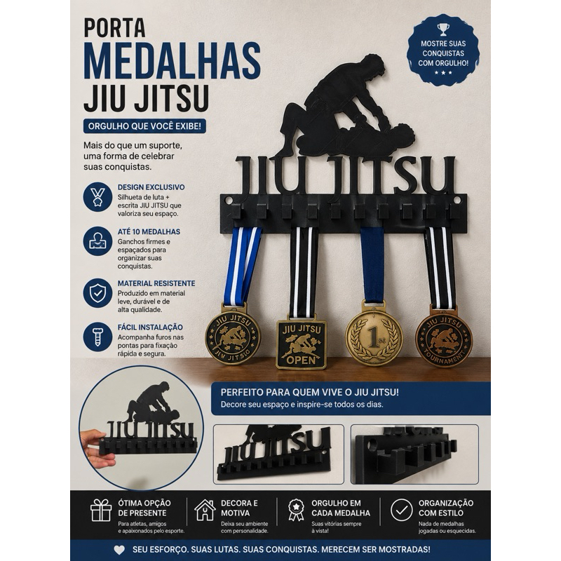 PORTA MEDALHAS JIU-JITSU – ORGANIZE SUAS CONQUISTAS organizador de medalhas