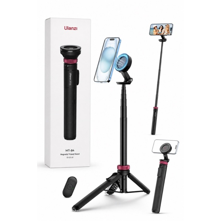 Ulanzi-MT-84 tripé smartphone, liberação rápida, suporte magnético, caso magsafe, telefone vem com controlador bluetooth