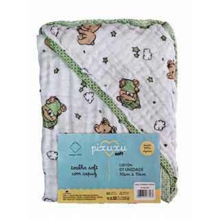 Kit Toalha Banho Soft Bebê c/Capuz Pixuxu Incomfral 100% algodão Kit Banho 6 peças
