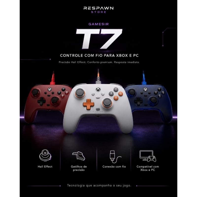 Controle GameSir T7 | USB-C com Fio | Hall Effect | Xbox Series X|S, Xbox One e PC