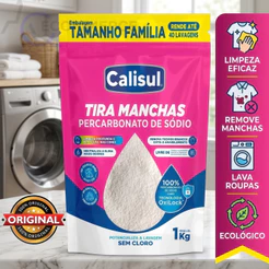 Percarbonato De Sódio Calisul 100% Puro Branqueador Tira Manchas Roupas Brancas e Coloridas Sem Cloro