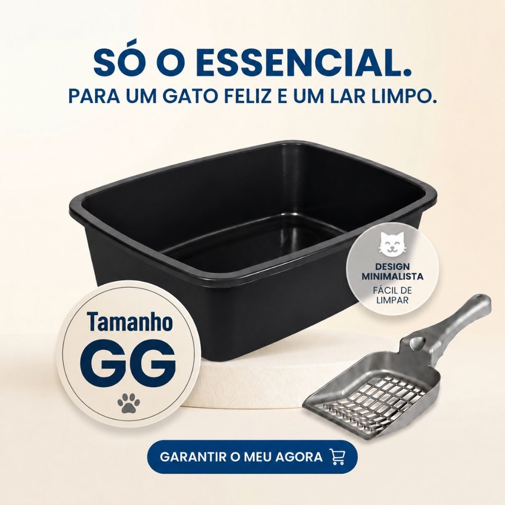 Caixa de Areia para Gatos Tamanho GG Grande com Pá Higiênica Bandeja Alta Banheiro Sanitário Pet