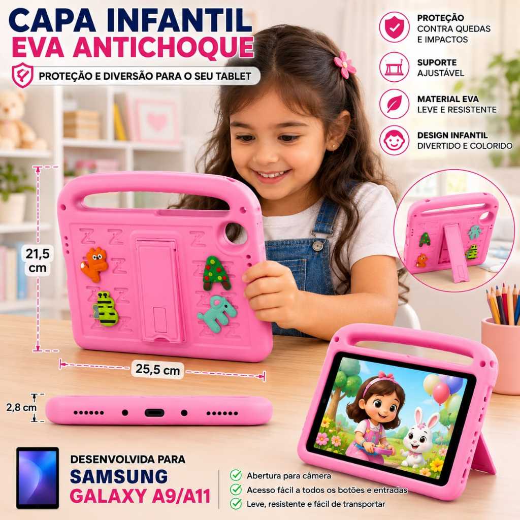 Capa  Infantil EVA Antichoque para Tablet compativel PARA modelo Samsung Galaxy TAB A11E A9 8,7POLEGADA
