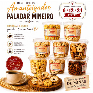 6 - 12 - 24 Potes Biscoitos Amanteigados Doce de Minas 400g Revenda Atacado