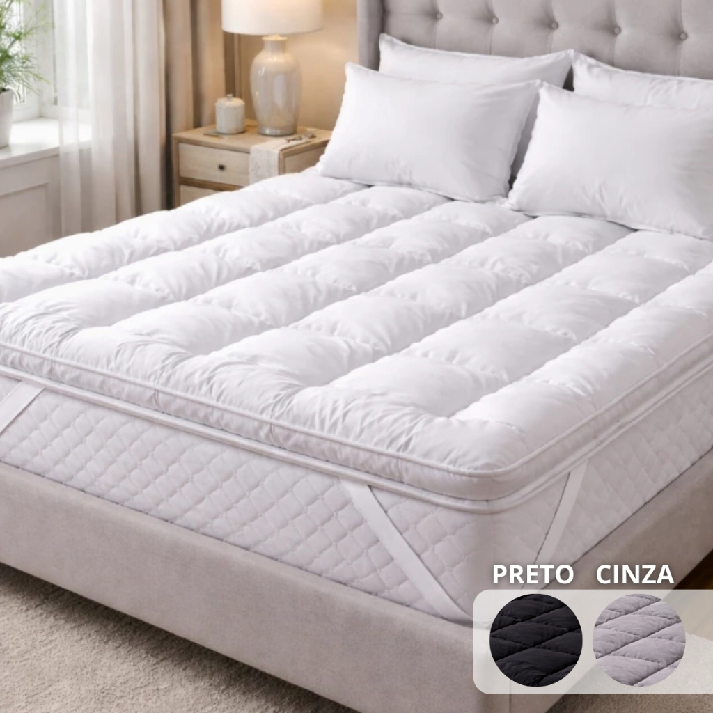 Protetor de Colchão Pillow Top Casal, Queen Micro Percal 400 Fios - Conforto Superior Maciez Premium
