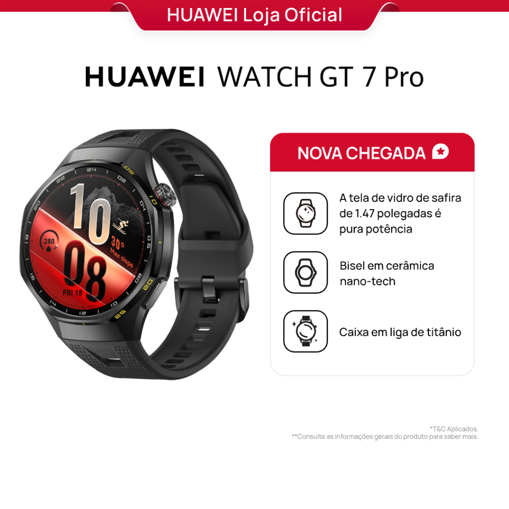 HUAWEI WATCH GT 7 Pro 46mm Smart Watch, Bateria de até 21 dias, ECG, Monitoramento da Frequência Cardíaca