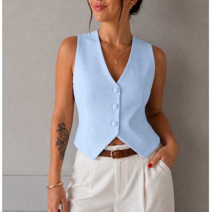 Colete Feminino Social Alfaiataria Acinturado Moda Casual Elegante