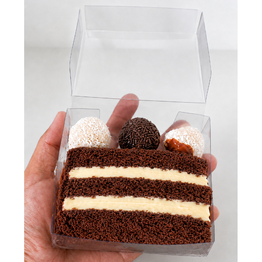 Kit c/ 100 Caixa Embalagem fatia Bolo / Slice Cake / presentes de Acetato, para festas 2,5x11,5x12