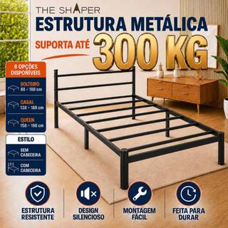 Estrado de Metal para Cama solteiro Casal cabeceira Suporte Colchão Fácil Montar Ripas Aço Suporta 500kg，Espessado