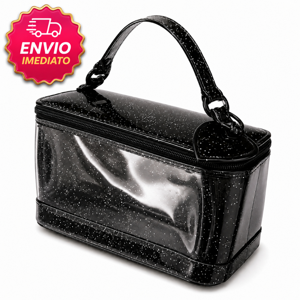 Bolsa Feminina Bag Manu em PVC com Zíper e Chaveiro de Coração Lançamento