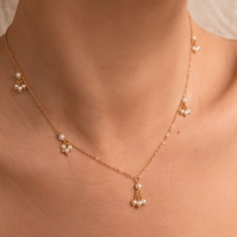 Colar com Pérolas Feminino Dourado | Colar Delicado de Pérola com Pingentes
