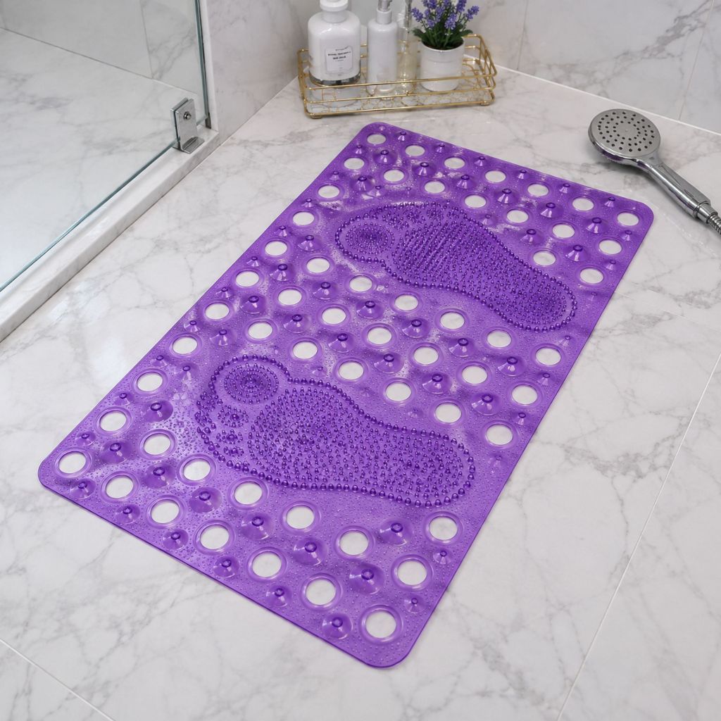Tapete para Box Antiderrapante para Banheiro PVC Emborrachado Ventosa Massageador 40x60cm Box Chuveiro Lavável