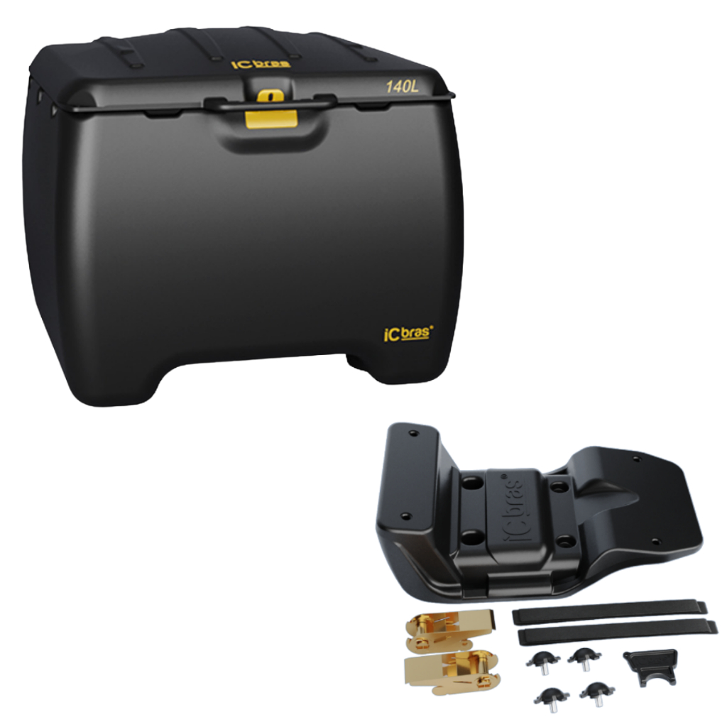 Caixa Baú 140 Litros Com Suporte Universal Motoboy Icbras