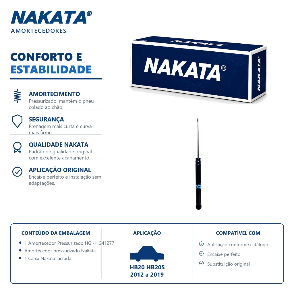 Amortecedor Traseiro HB20 HB20s 2012 a 2019 Nakata HG41277