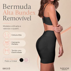 Bermuda Bundex Nayane Rodrigues com Quatro Enchimentos Removíveis Cintura Alta Aumenta o Bumbum