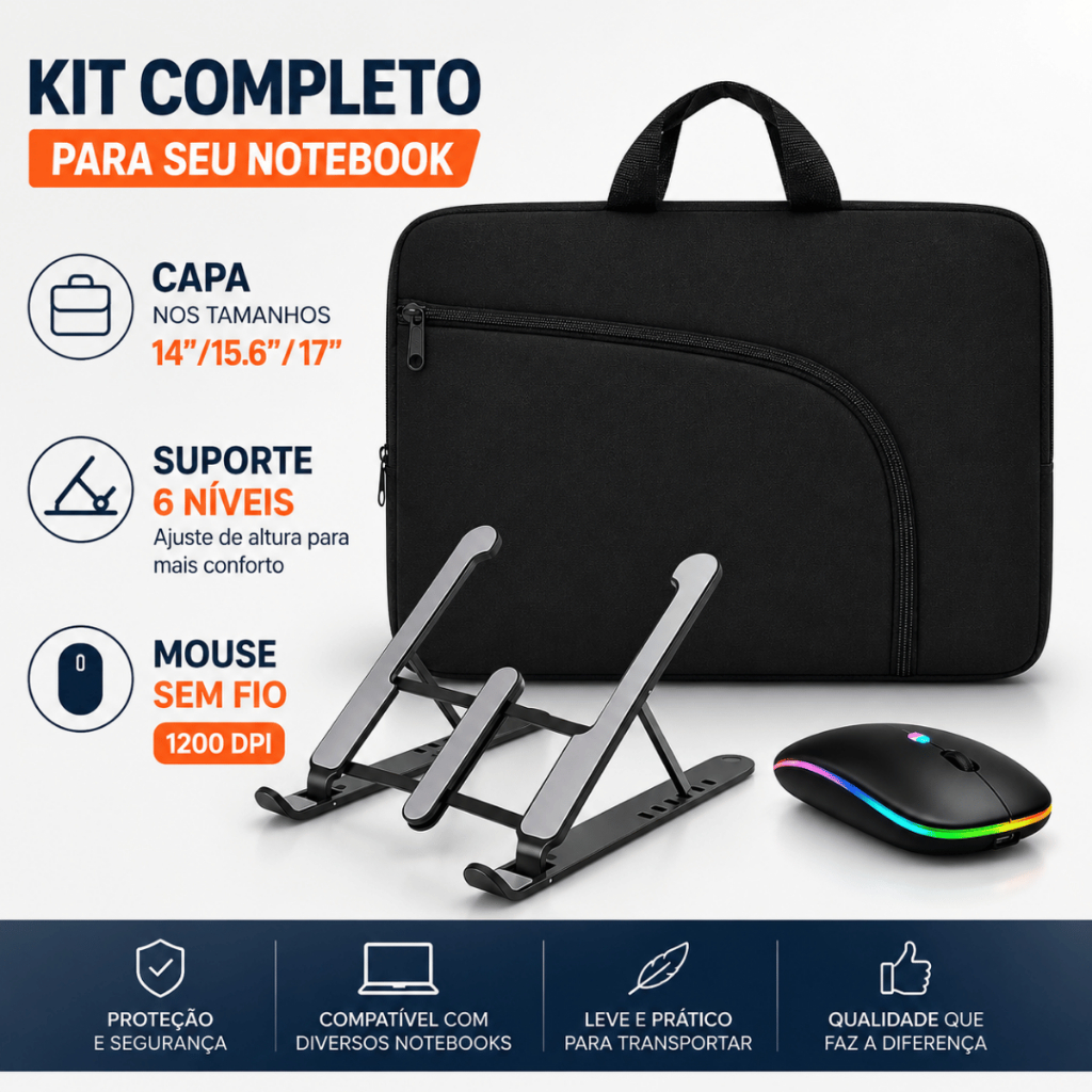 Black Friday Capa Case Com Bolso Notebook Laptop + Mouse Oferta