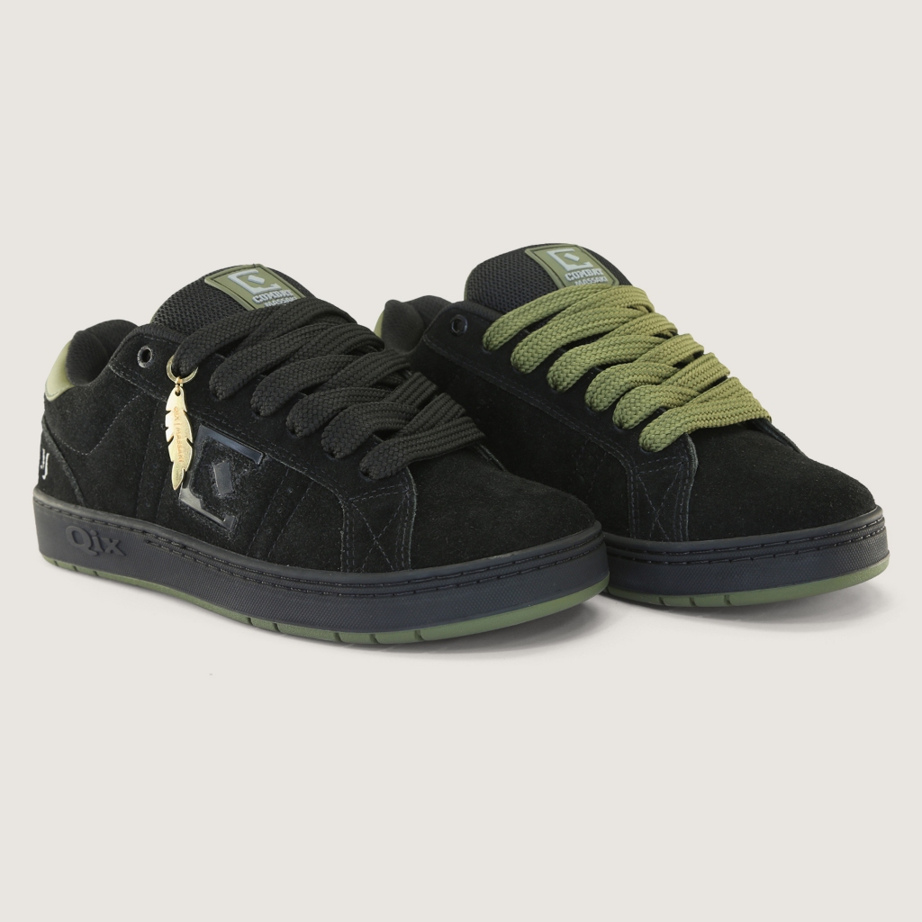Tênis Qix Combat Massaki Original Preto e Verde Camurça Streetwear