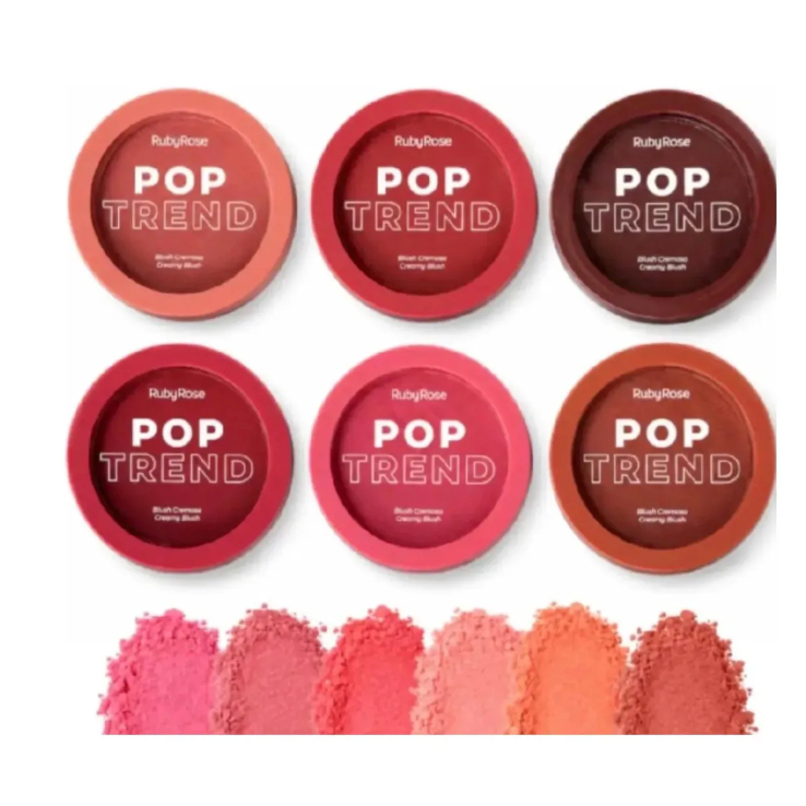 Blush Cremoso Ruby Rose Pop Trend HBM17 Efeito Blur 6 Cores
