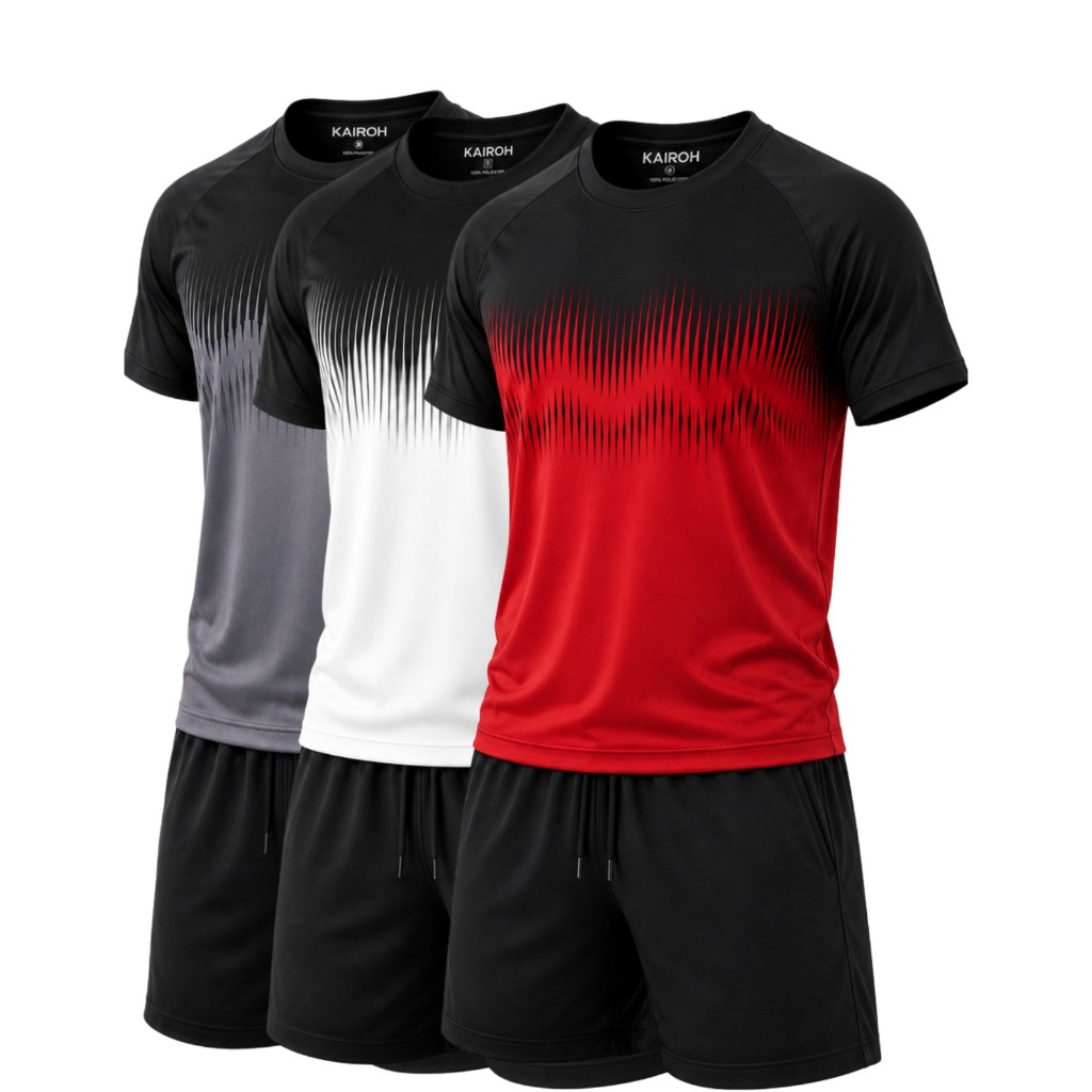 KIT 3 Camisa Masculina Manga Curta DryFit Sublimada Camiseta de Futebol Corrida Academia Leve Respirável