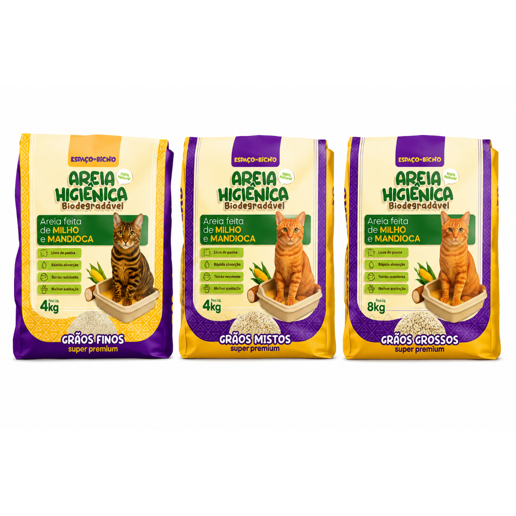 Areia Higiênica Biodegradável Espaço de Bicho – Milho e Mandioca (100% Natural)