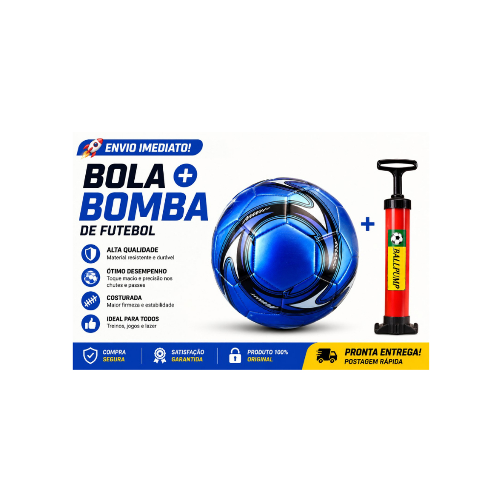 Bola de Futebol Campo Tamanho 5 Couro Sintético Costurada