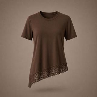 Blusa T-Shirt Feminina Oversized de Renda Blusa Assimétrica Blusa Feminina Estilosa