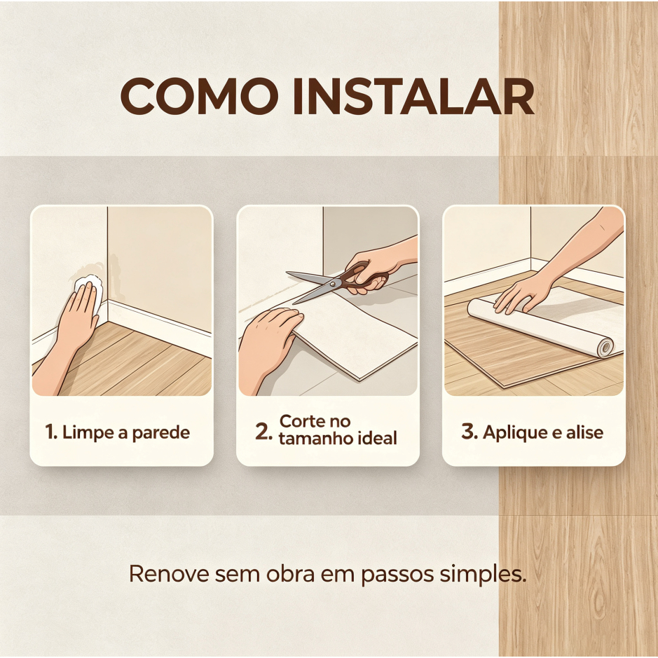 Papel de Parede Autoadesivo Vinílico 5m x 45cm Fácil Aplicação — imagem 2 de 2