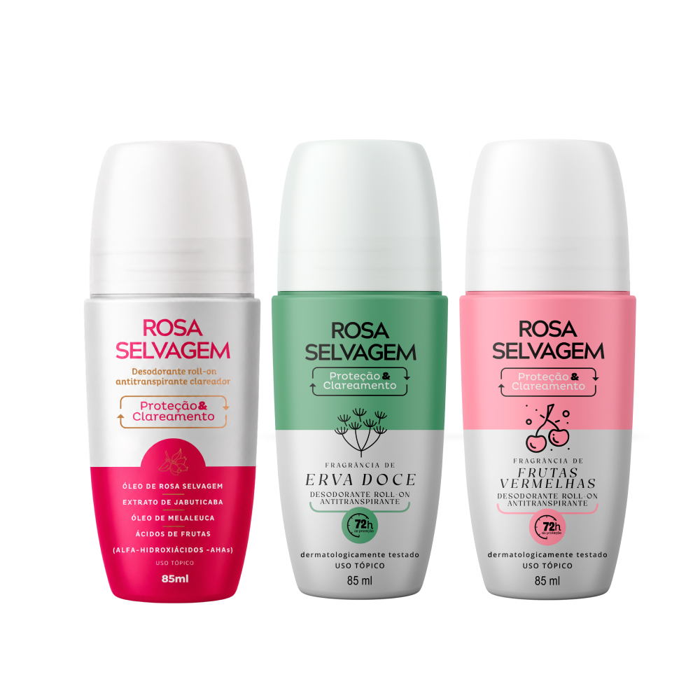 Kit 3 desodorantes clareadores Rosa Selvagem