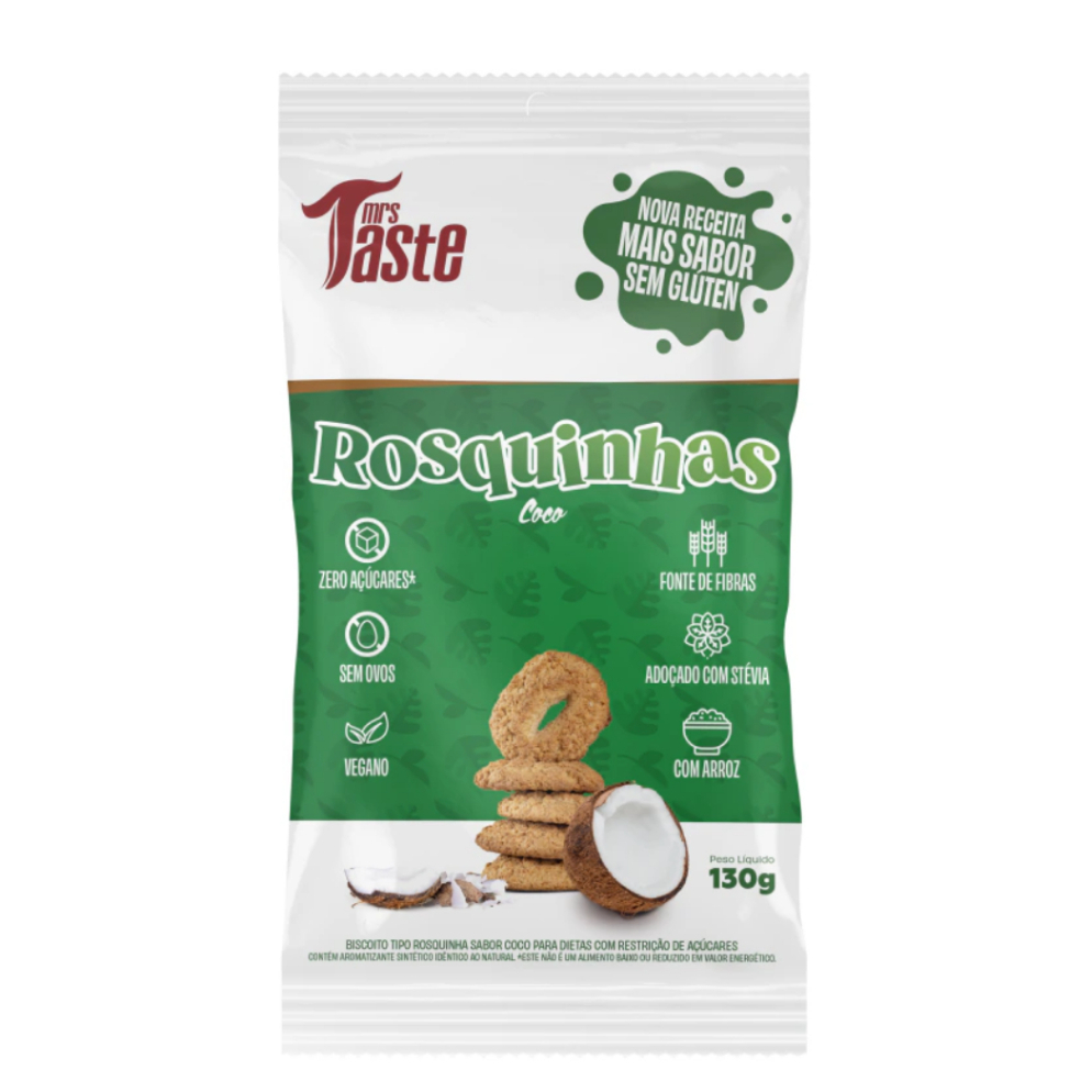 Rosquinha 130g Mrs Taste - 100% Integral - Zero Açucar - Vegano - Fonte de Fibras - Sem Gluten